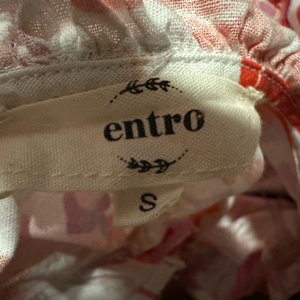 entro Floral Ruffle Sleeve Top in Pink & Orange Women’s Size Small 100% Cotton - Picture 3 of 3
